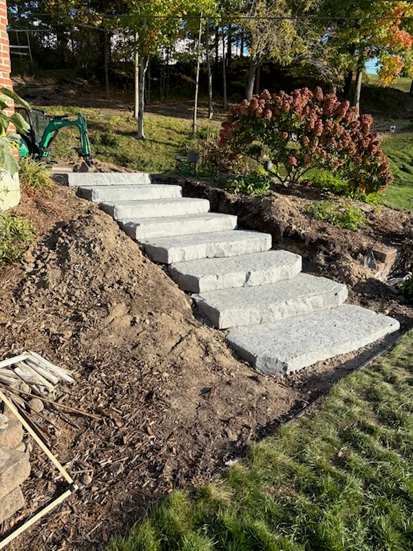 6 foot irregular high format natural stone steps installation