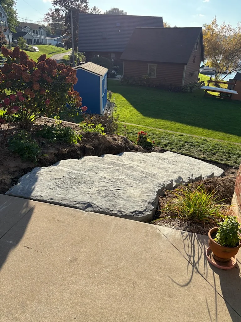 6 foot irregular high format natural stone steps installation